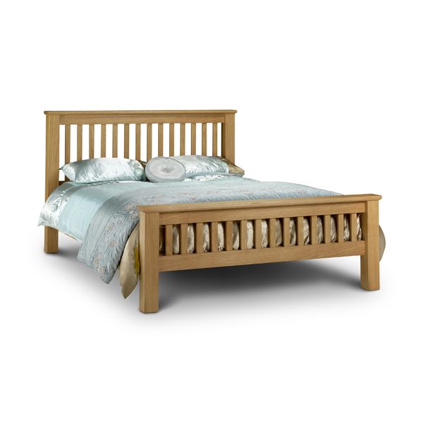 Julian Bowen, Amsterdam Oak Bed 150cm King Size with High Foot End