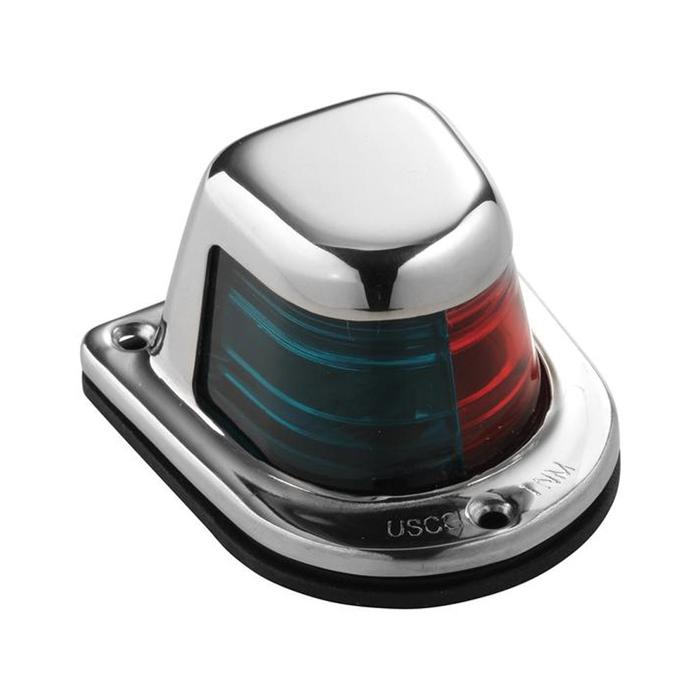 Attwood Marine, 1-Mile Deck Mount, Bi-Color Red/Green Combo Sidelight, Attwood - 12V - Stainless Steel Housing [66318-7]