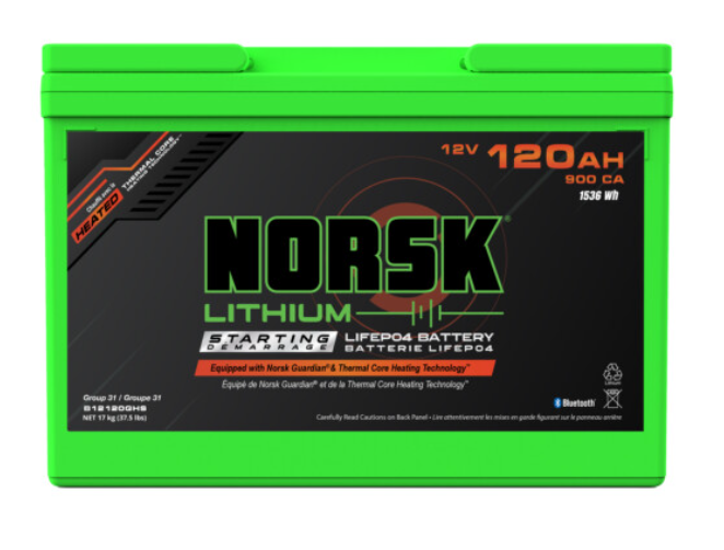 Norsk, 12V 120AH Heated Lithium Cranking Battery – Norsk Lithium