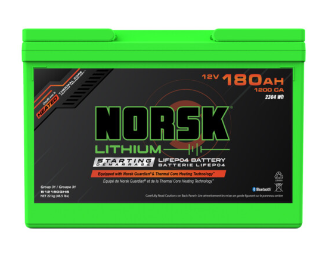 Norsk, 12V 180AH HEATED Lithium Marine Cranking Battery – Norsk Lithium