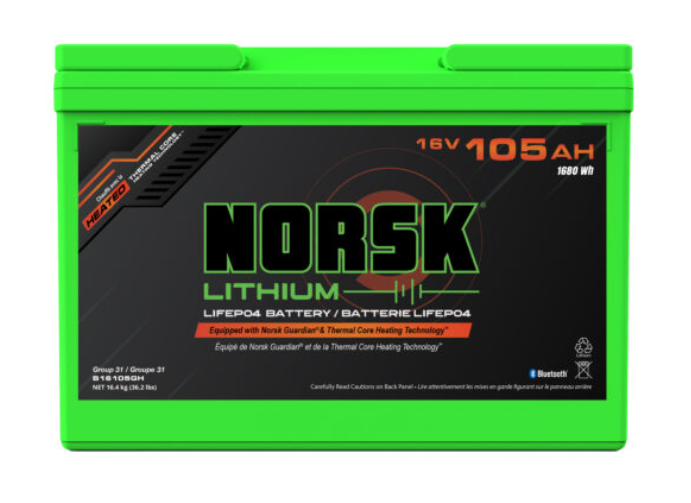 Norsk, 16V 105AH HEATED LiFePO4 Lithium Deep Cycle Battery – Norsk Lithium