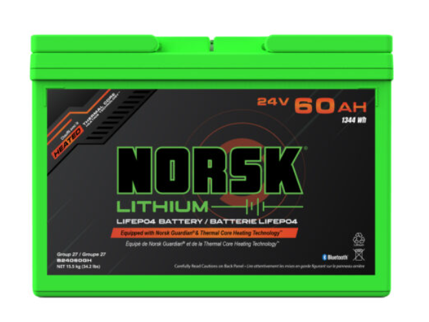 Norsk, 24V 60AH HEATED LiFePO4 Lithium Trolling Motor Battery – Norsk Lithium