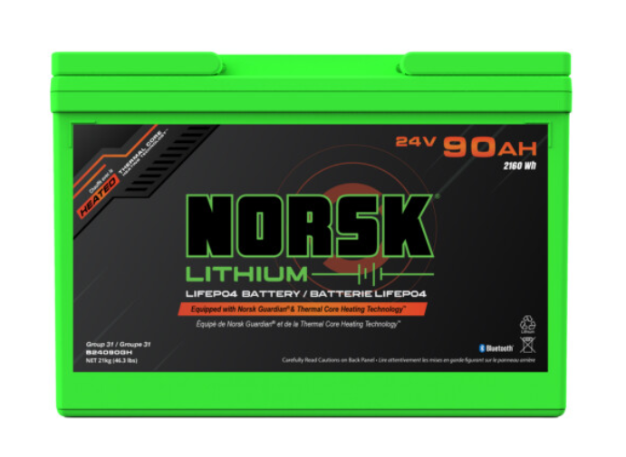 Norsk, 24V 90AH HEATED LiFePO4 Lithium Trolling Motor Battery – Norsk Lithium